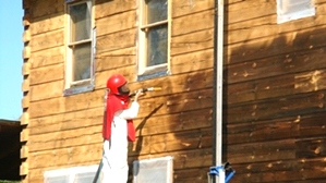 Air Sanding A Log Home